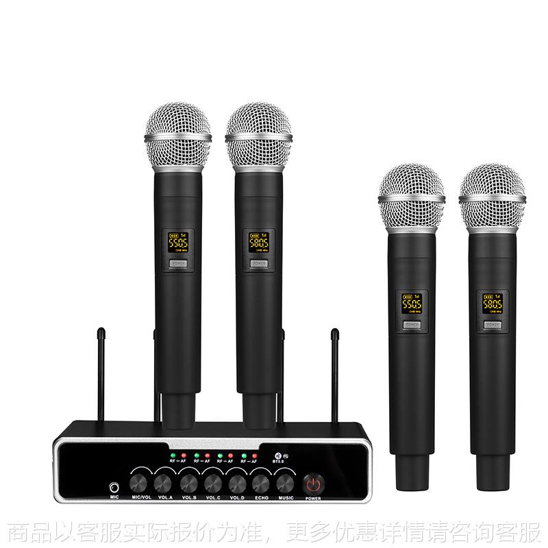 跨境私模段充电无线麦克风一拖二电视手机电脑唱歌动圈麦话筒