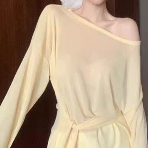 胖大尺码斤减龄长袖薄款防晒T恤女夏季新款绑带收腰0813e