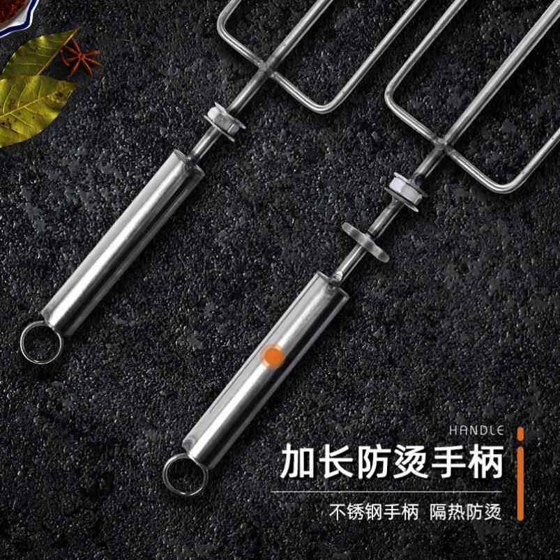 不锈钢烤鸡专用架子烧烤鸡翅叉子火腿肠签U型烤针羊肉串铁签木柄