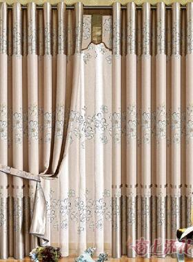 窗帘成孔品H578遮隔阳热飘窗落卧地窗打客厅室阳台田园风全遮光布