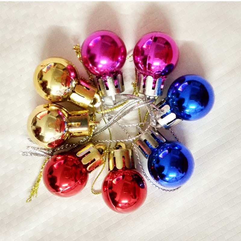 圣诞球装饰亮光球2cm电镀球金、银、红、蓝、梅红色可选混装挂球