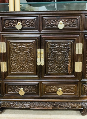 首饰盒大红酸枝古典官皮箱摆件