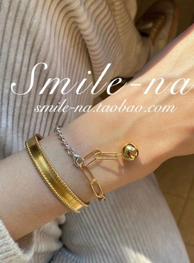 韩国进口小众设计师别针圆球手链