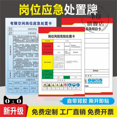 企业应急负责人应急处置卡 有限空间岗位应急处置卡 岗位风险应急