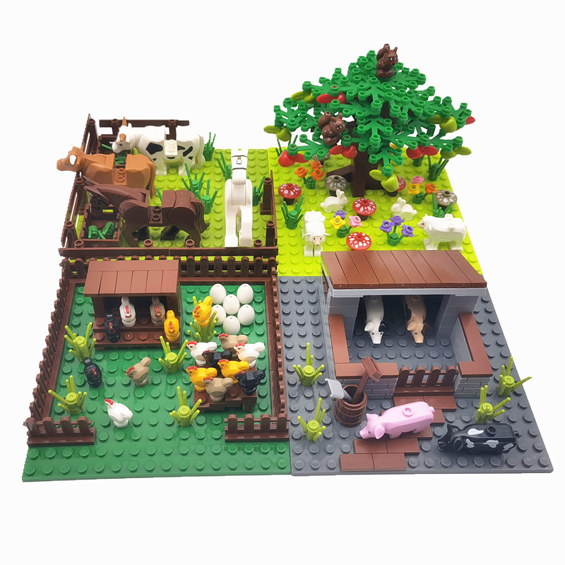 Compatible Farm Blocks Toys for Children MOC Trees Plant Ani