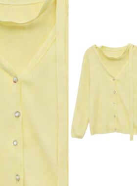 【小四专享】飘带韩系简约毛衣针衫慵懒风打底上衣开衫