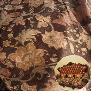 沙发布料面料高档提花软装沙发套定做中式花朵田园雪尼尔混纺