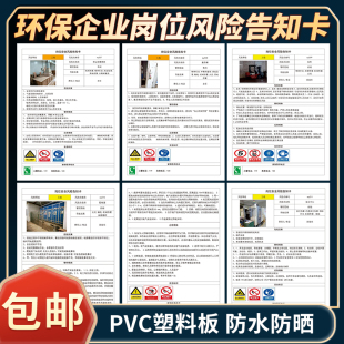 环保企业岗位风险告知卡空气压缩机叉车钻铣床粉尘安全风险告知牌