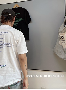 vujade字母印花纯棉休闲宽松圆领短袖T恤tee潮男女