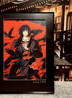 火影忍者晓组织宇智波鼬鸟分身之术写轮眼手办背景装饰画浮空立体
