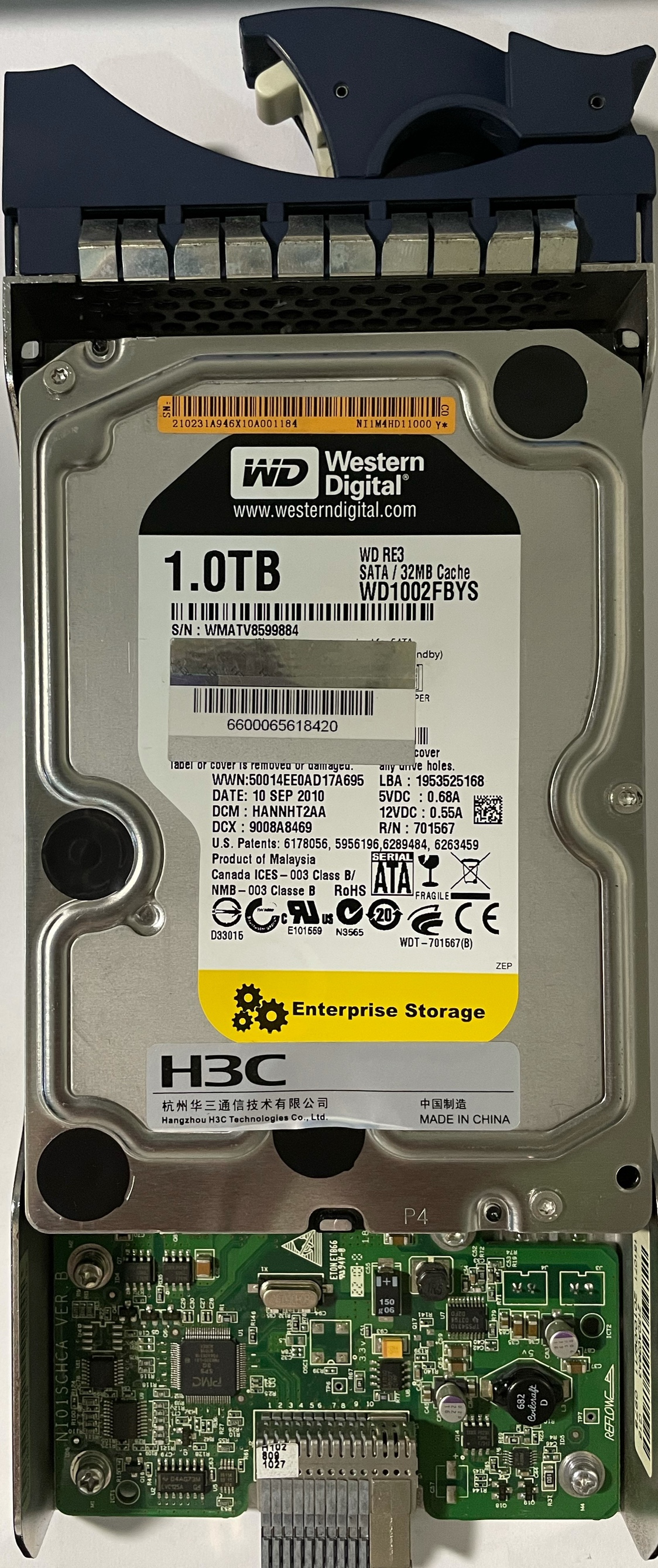 H3C Neocean DE1116 1TB 7.2K SATA 3.5 WD1002FBYS 原装带架子