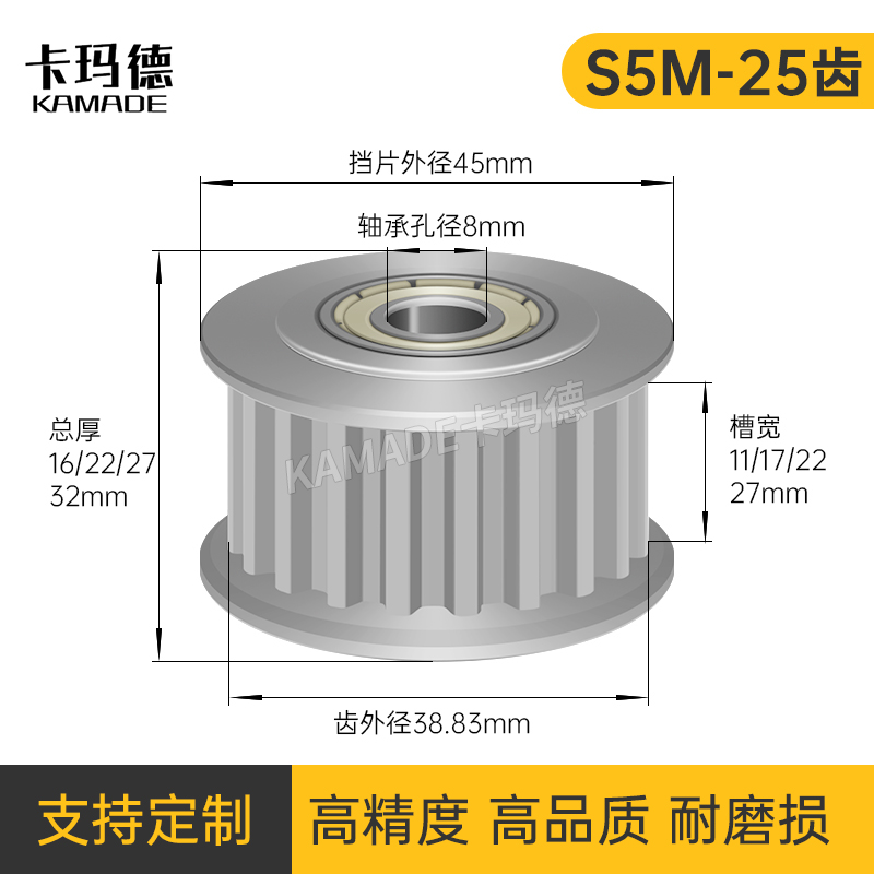 同步轮S5M25齿 涨紧轮 槽宽11/17/22/27调节导向轮惰轮AHTFW 定制 五金/工具 带轮 原图主图