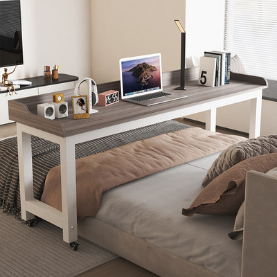 跨床桌可移动床尾床边桌家用卧室懒人床上小桌子可调节长条电脑桌