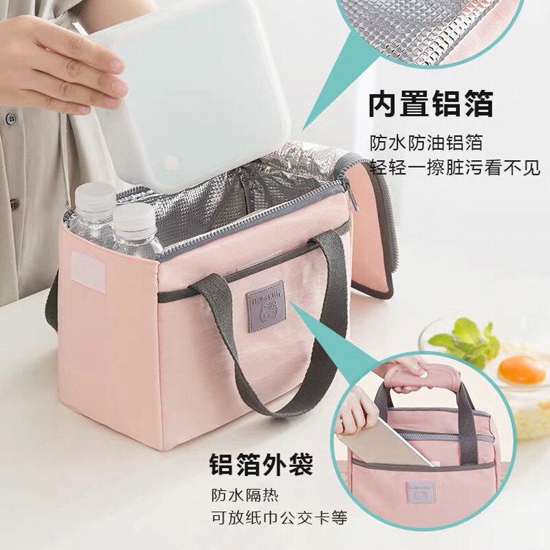 正版雾花便当包保温防水锡纸手拎袋多功能夹层学生饭盒包时尚可爱
