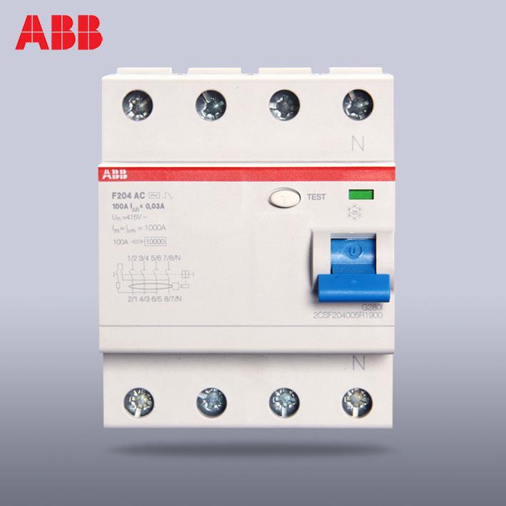 ABB触电保护器空气开关四极4P100A总漏电保护器F204AC-100进口品