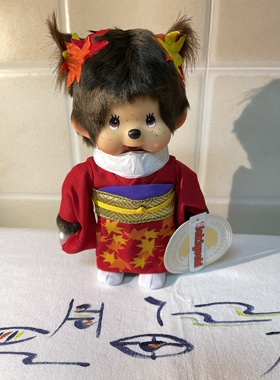 蒙奇奇 monchhichi 40周年 日本 红色枫叶和服 硬体 女生 浴衣