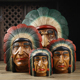 饰脸谱摆设 木雕印第安酋长摆件泰国工艺品木质人物壁挂摆件桌面装