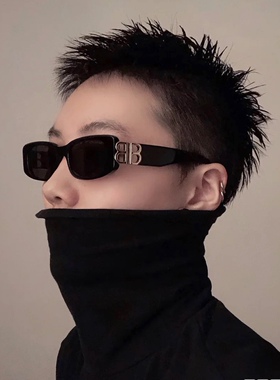 个性小众轻奢潮人墨镜装饰复古情侣框偏光太阳镜小红书网红小方形