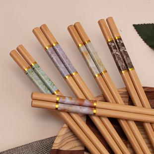 健康楠竹筷子耐高温家用5 成人不易发霉木一人一筷好夹油炸 10双装
