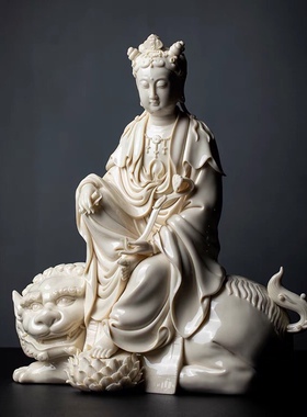 陶瓷摆件《普贤菩萨 仿古釉》周金田雕塑佛像属蛇龙本命佛