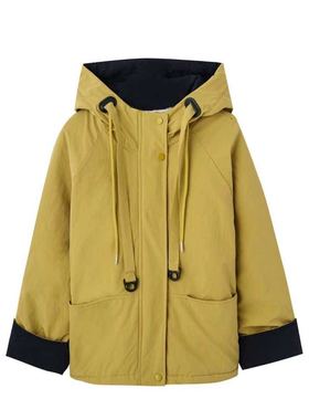 【小四专享】加绒外套今年流行爆款冬季连帽宽松长袖撞色宽松