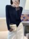 洋气女装 针织毛衣女 撞色显瘦时尚 针织衫 小田tia专享 韩系