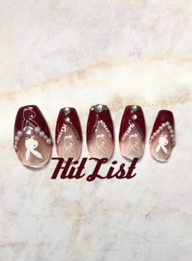 HitList原创贵妇甲片兔子头独特贴钻假指甲贴片欧美秋冬彩妆指甲