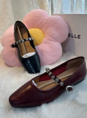 丽家羊皮红色玛丽珍女鞋  软底圆舞曲