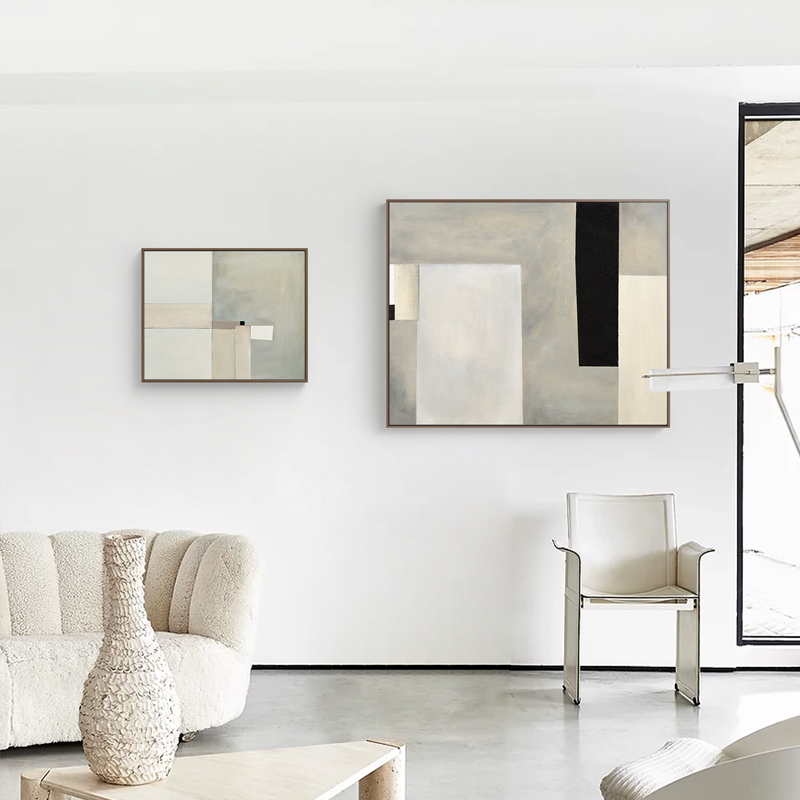 现代抽象客厅装饰画沙发背景墙壁画工作室玄关过道墙色块拼接挂画图片