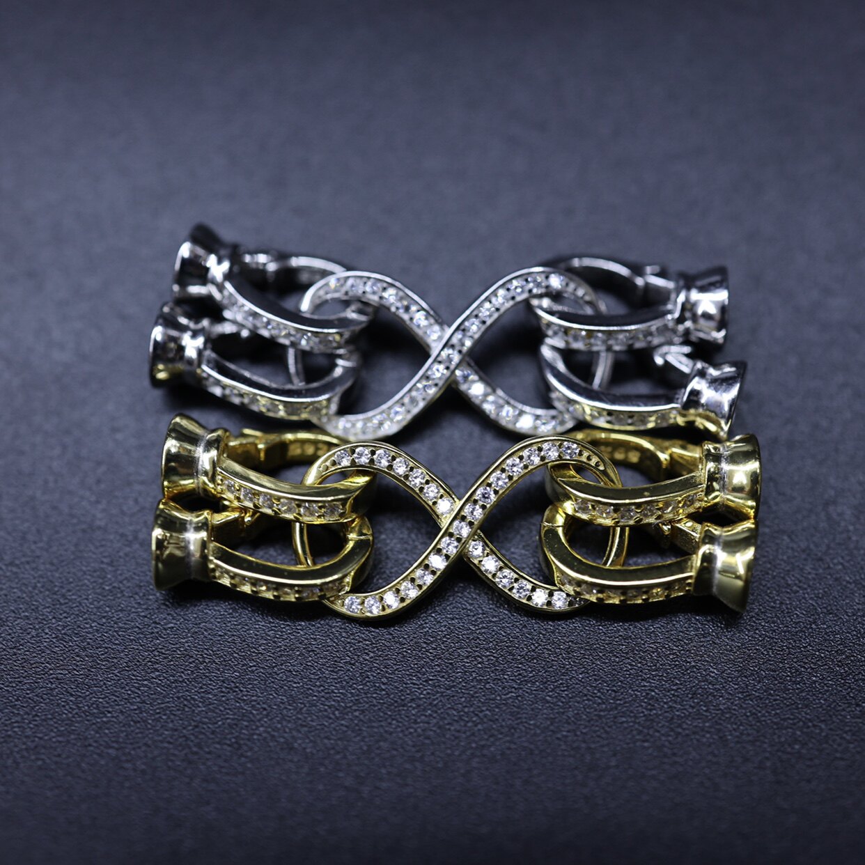 DIY JEWELRY ACCESSORIES  S925 DOUBLE-BREASTED PEARL NECKLACE TWO ROWS OF FIGURE 8 CLASP SINGLE ROW EIGHT NICHE DESIGN