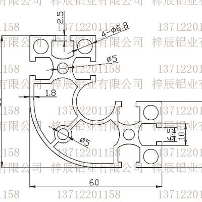 直销新品新品3d060R工业铝挤型材料6060流水线铝挤型材料R型L铝挤