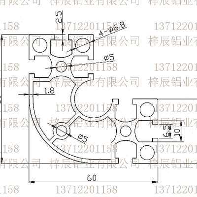 直销新品新品3d060R工业铝挤型材料6060流水线铝挤型材料R型L铝挤