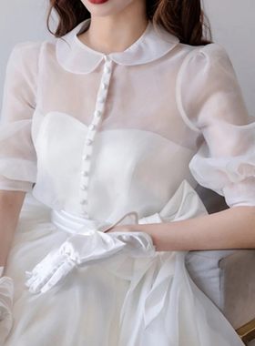 2021新款新娘婚纱配饰内搭泡泡袖