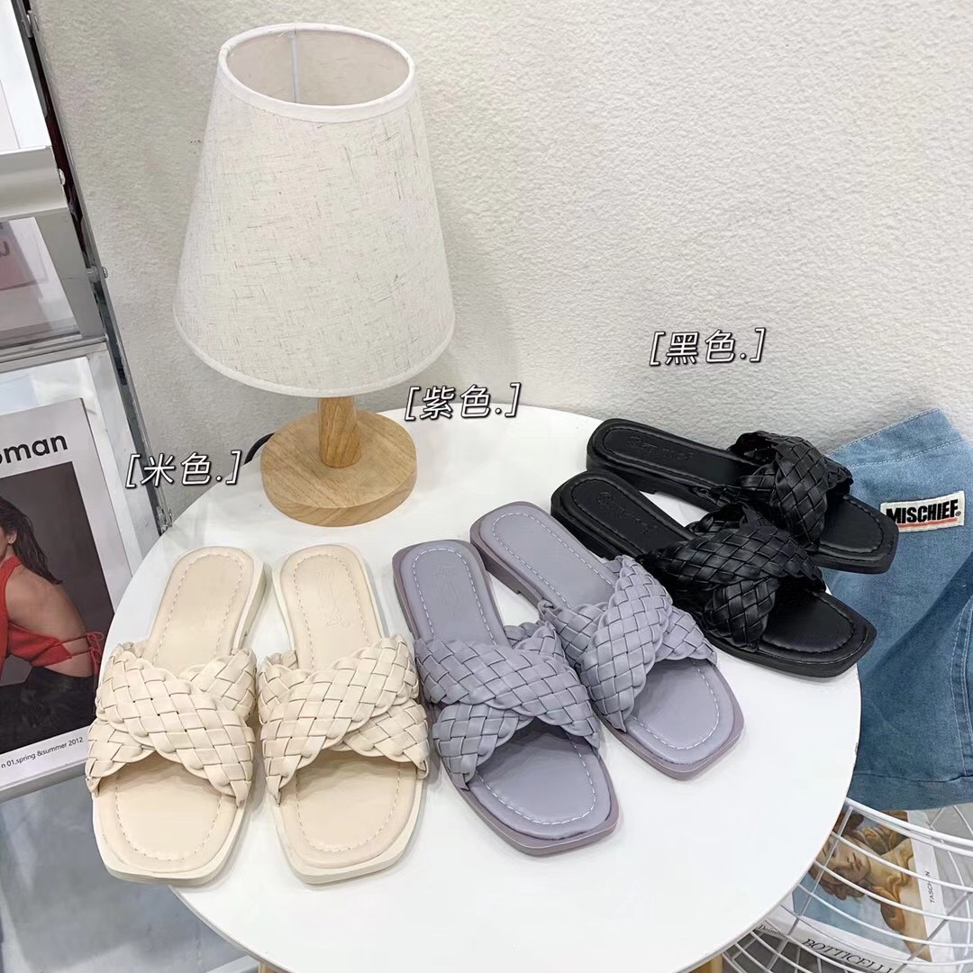 Real price flat bottom weaving cross slipper fairy gentle summer new Korean versatile fashion