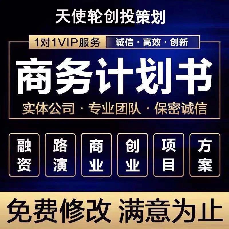 代做商业计划书融资项目方案创业策划可行性研究报告撰写路演PPT