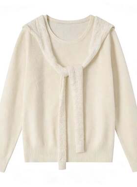 【玉米专享】新款慵懒风高级感上衣假两件针织衫0089