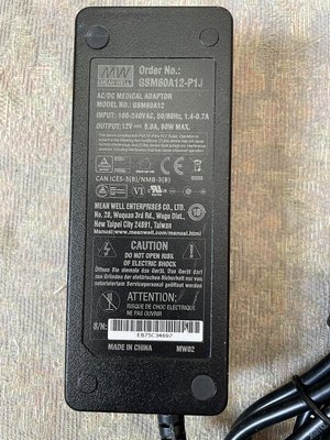 台湾明纬电源适配器GSM60A12-P1J 60W 12V5A 医疗用3插 低漏电流