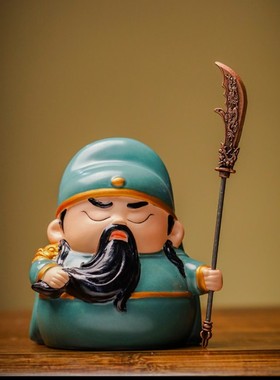 陶瓷人物神像招财客厅关羽小摆件