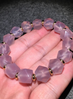 巴西紫罗兰玛瑙粉色玉髓手串