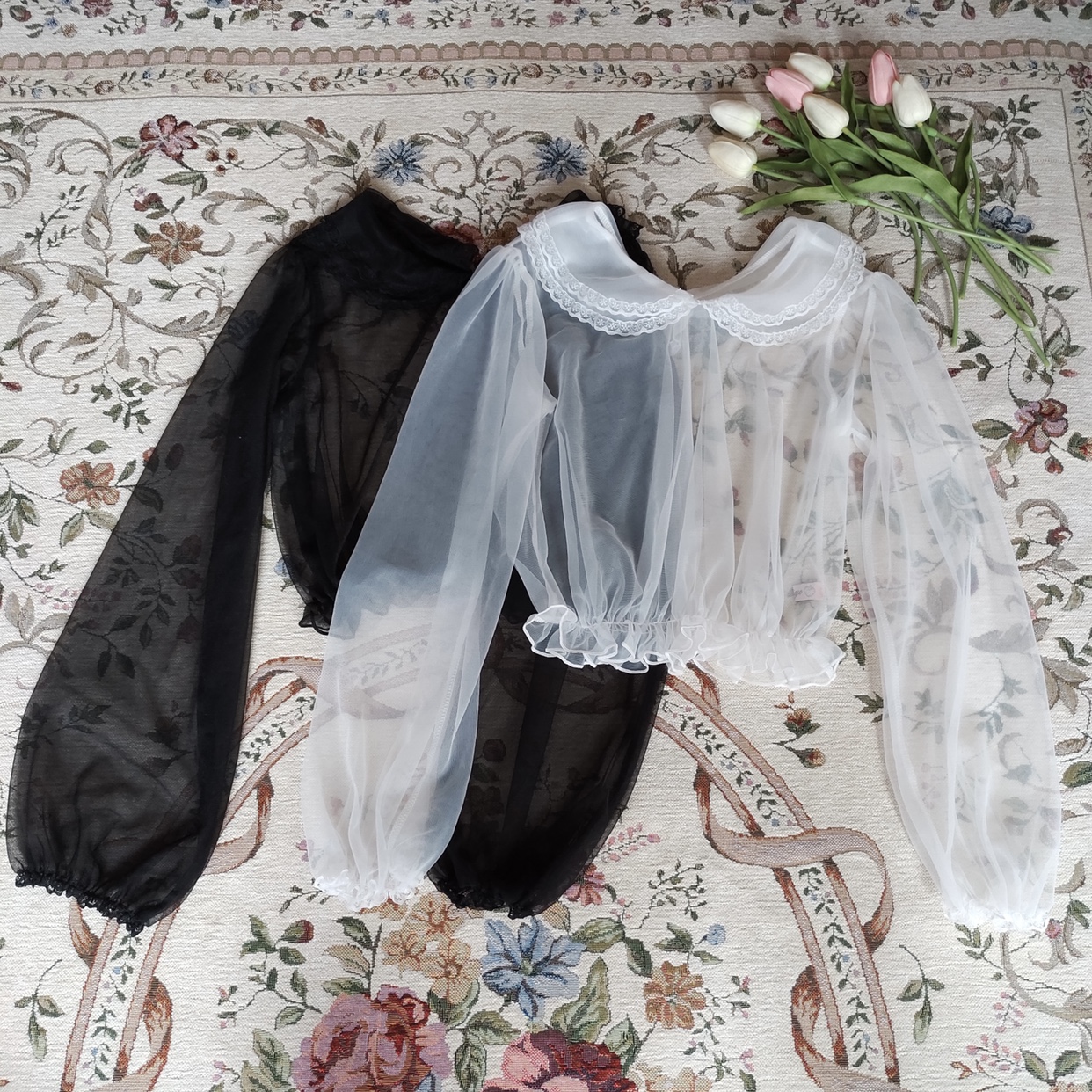 长袖网纱衬衫内搭可爱