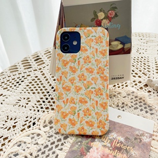 定制手工可爱小黄花复古少女清新布艺手机壳iPhone13141516promax