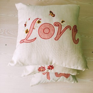 外贸原单纯棉提花抱枕套/防麻布刺绣靠垫皮pp棉芯布沙发腰垫清仓