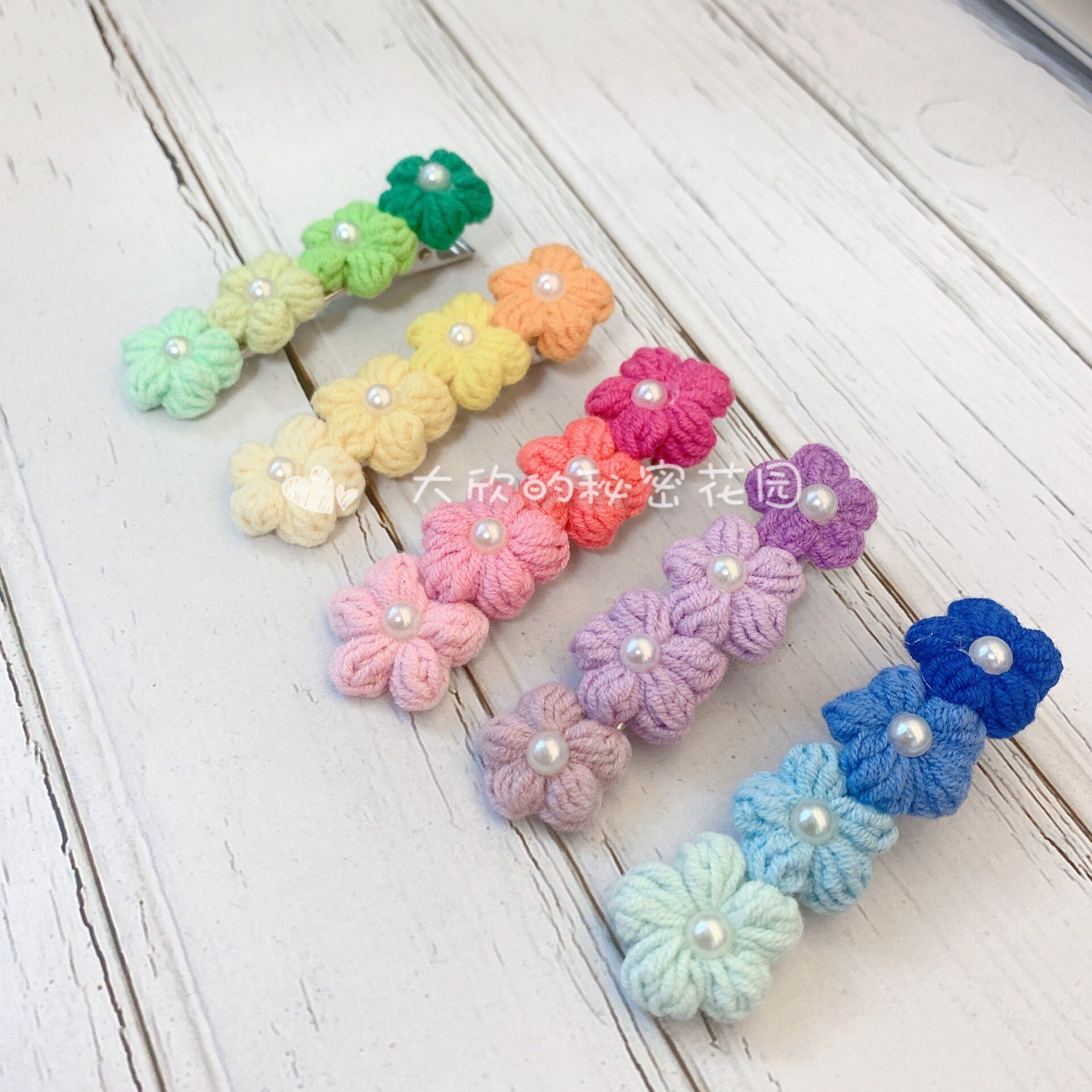 泫雅风渐变彩色小花朵发卡发夹边