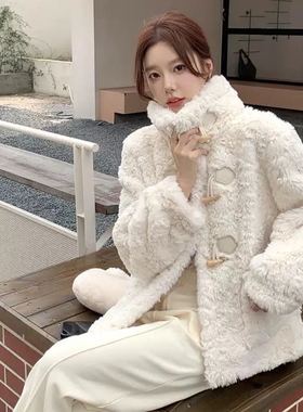 【小田粉丝专享  】毛绒女韩版宽松牛角扣外套25120303