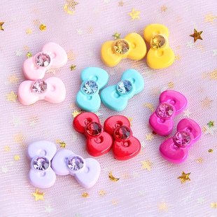 糖果色闪钻平底树脂蝴蝶结配件 DIY儿童发夹饰品手机壳美容材料