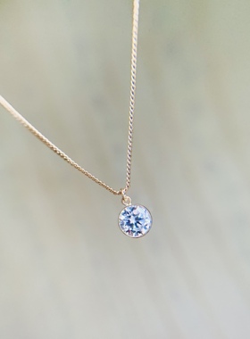 真金钻石闪亮吊坠项链