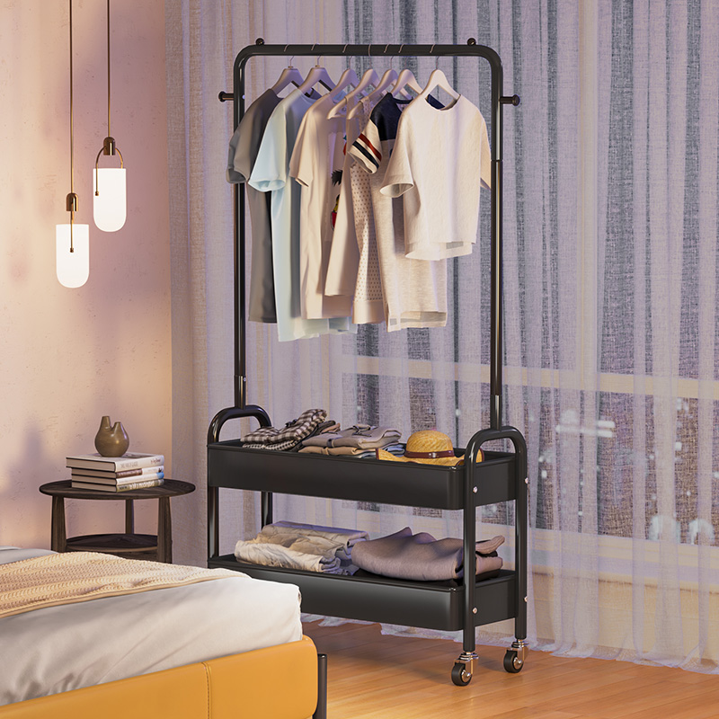 晾衣架落地卧室内简易晾衣杆家用衣帽架床头挂衣架宿舍晒衣服架子