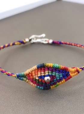 手工编端午彩绳迷幻彩色恶魔之眼个性手绳