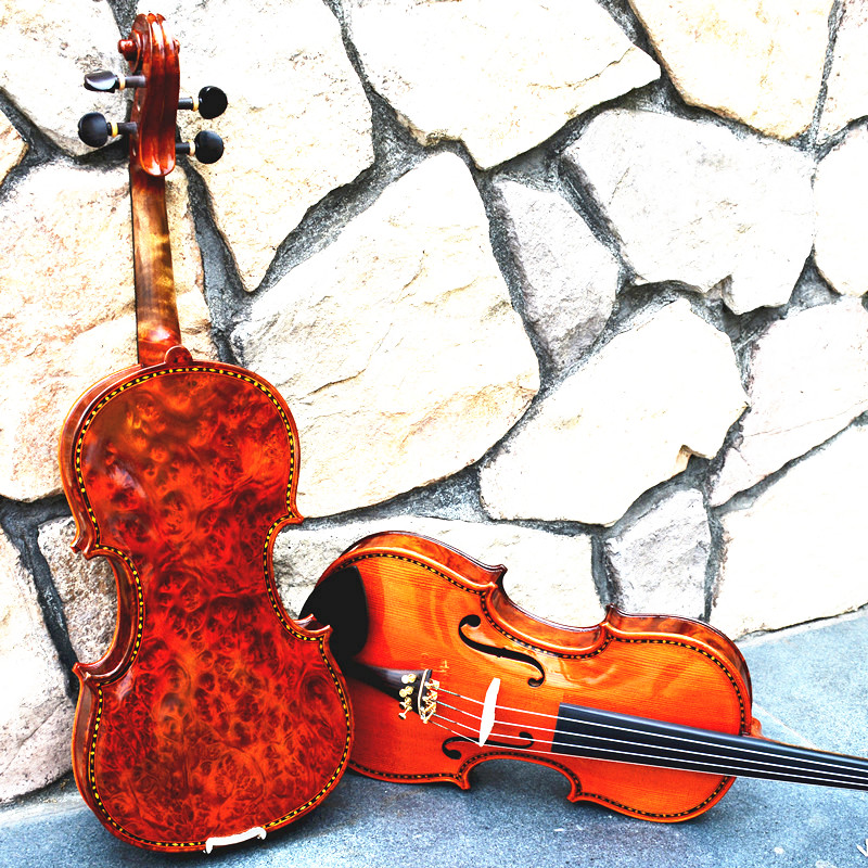 KNONUS卡农4/4演奏级纯手工镶彩贝罗甸整板鸟眼枫成人高档小提琴