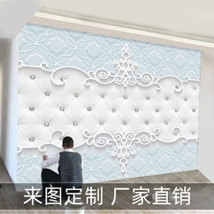 3d电视背景墙壁纸温馨装 欧式 饰墙纸简约5d壁画客厅卧室大气8d墙布